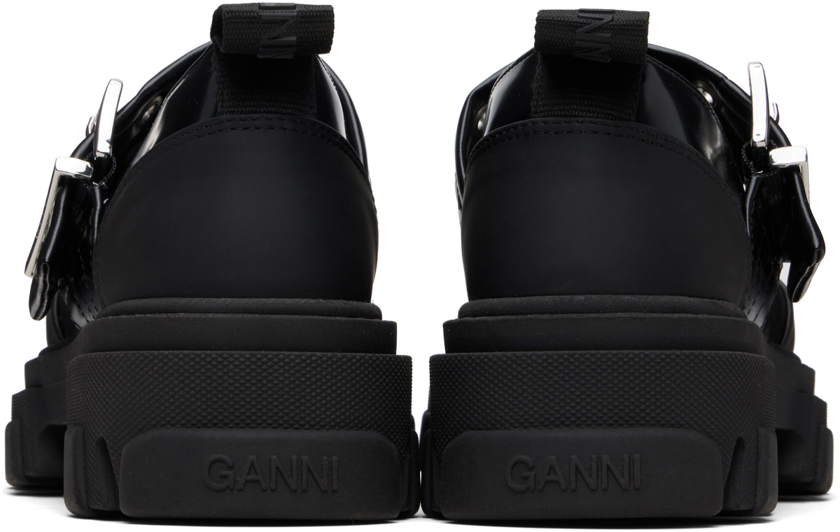 GANNI Black Cleated Ballerina Box Loafers