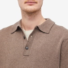 Sunspel Men's Lambswool Knit Polo Shirt in Cedar