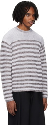 Ferragamo White & Brown Striped Sweater