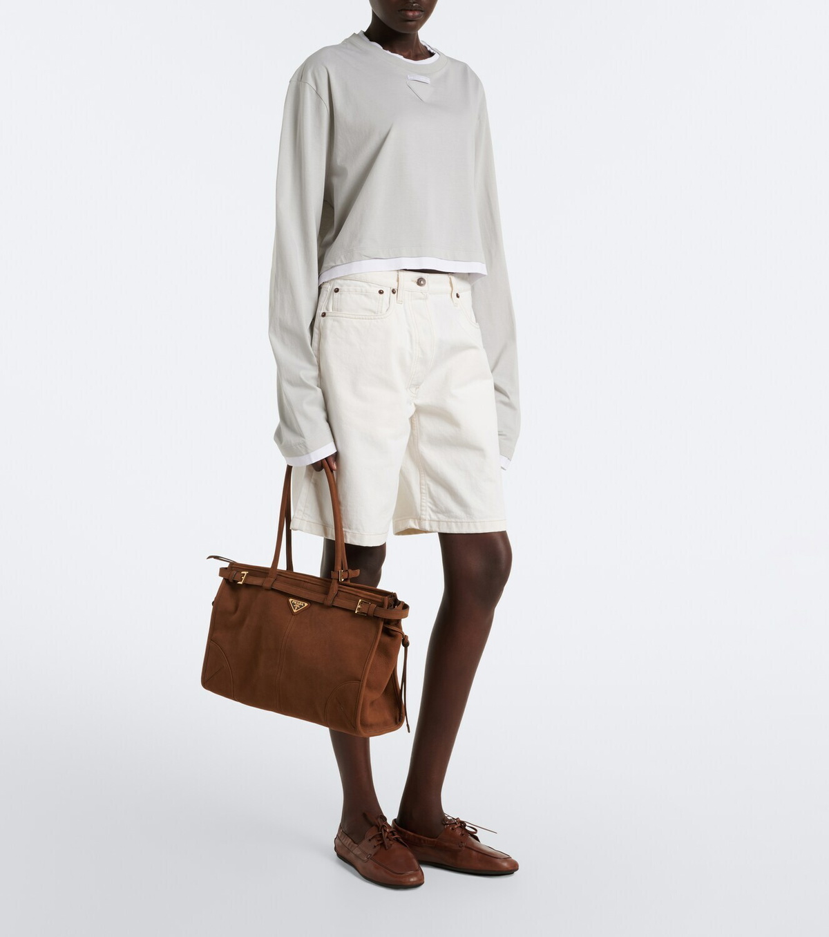 Prada Cotton piqué and jersey top