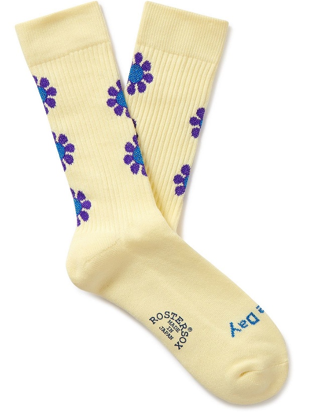 Photo: Rostersox - Peace Intarsia Ribbed Cotton-Blend Socks