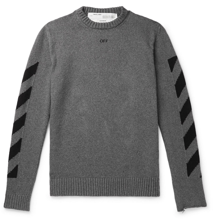 Photo: Off-White - Cotton-Jacquard Sweater - Gray