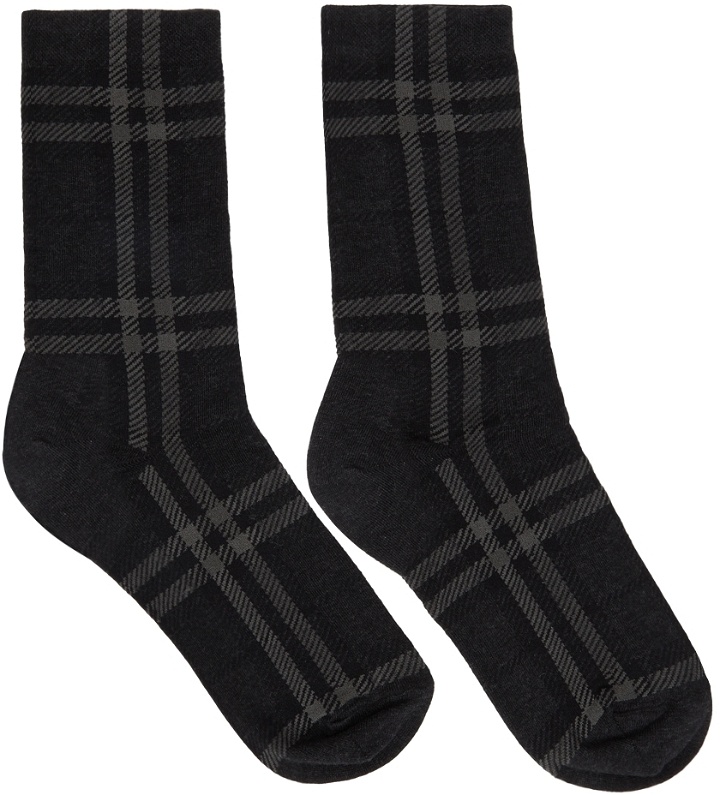 Photo: Burberry Grey Intarsia Check Mid Socks