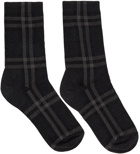 Burberry Grey Intarsia Check Mid Socks