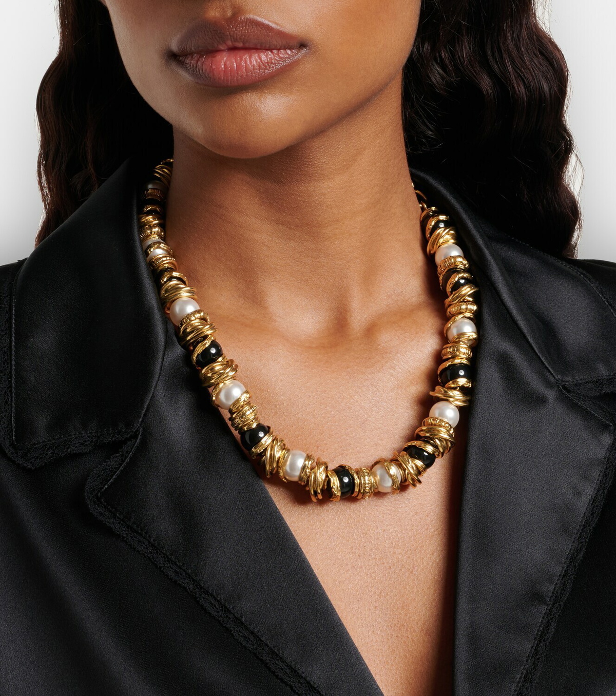 Saint Laurent Loulou embellished necklace