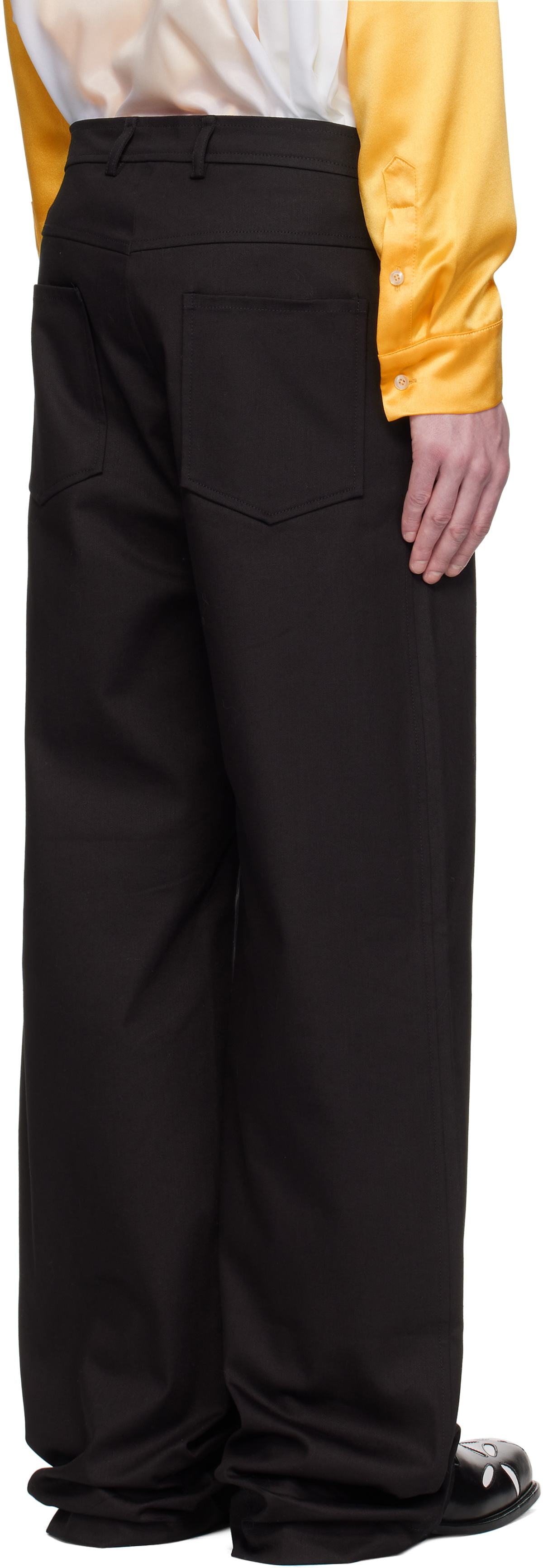 ANDREJ GRONAU Black Front Zip Flap Pocket Denim Trousers