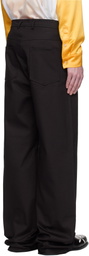 ANDREJ GRONAU Black Front Zip Flap Pocket Denim Trousers