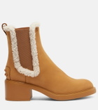 Tod's Shearling-trimmed suede Chelsea boots