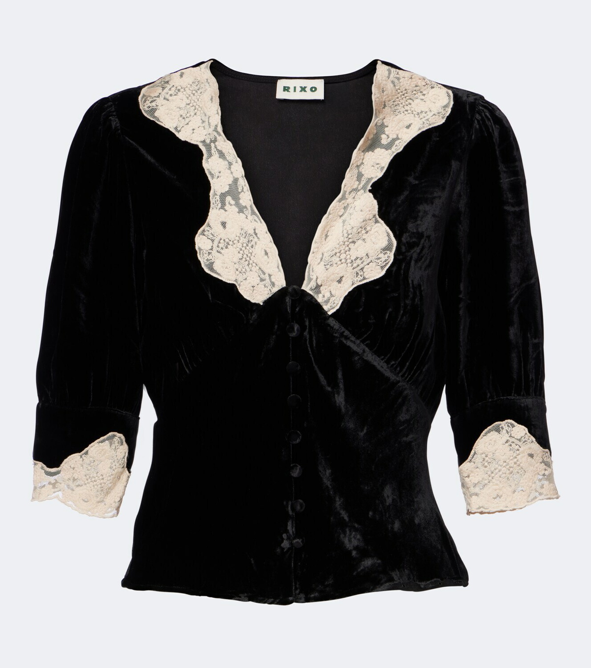 Rixo Amanda lace-trimmed velvet top