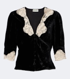 Rixo Amanda lace-trimmed velvet top