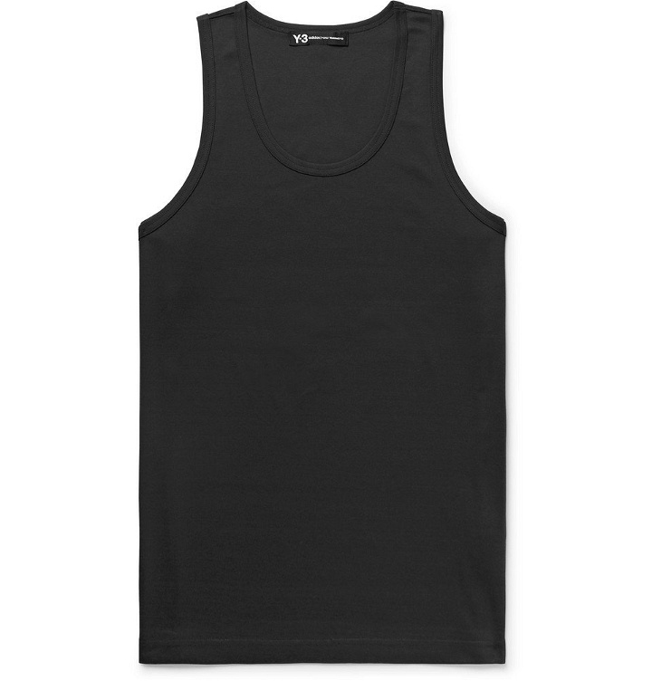 Photo: Y-3 - Slim-Fit Logo-Print Cotton-Jersey Tank Top - Black