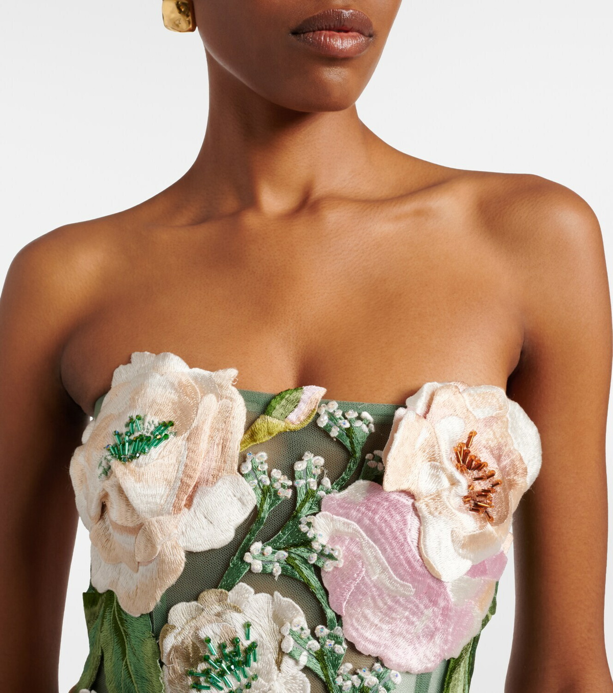Leo Lin Roselle floral-appliqué minidress