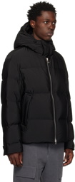 Solid Homme Black Hooded Puffer Down Jacket