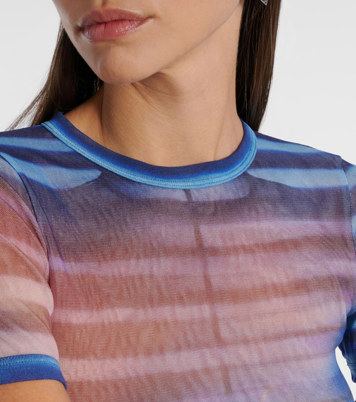 Jean Paul Gaultier Printed striped mesh T-shirt