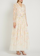 Needle & Thread Sequin Paradise Floral-embellished Tulle Gown White