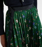 Sacai Floral plissé satin midi skirt