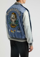 Evisu Souvenir Satin Varsity Jacket Dark Blue