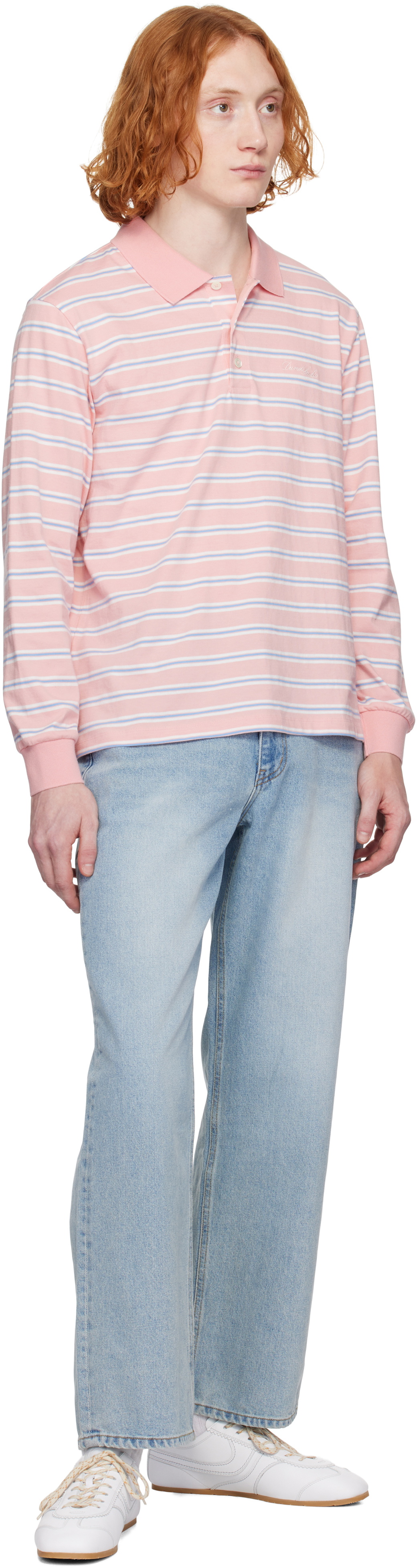 Dunst Pink & Blue Multi Stripe Collared Polo