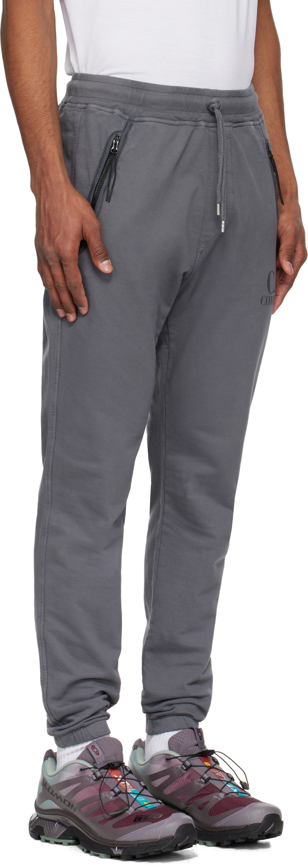 C.P. Company Gray Light Fleece Logo Sweatpants
