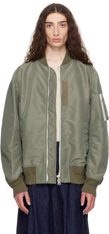 Photo: sacai Khaki Nylon Twill Bomber Jacket