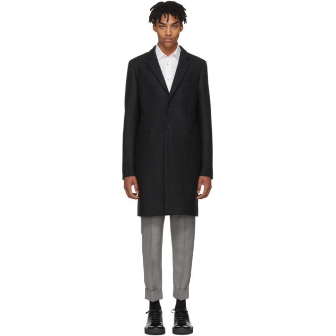 Photo: PS by Paul Smith Grey Wool Single Button Coat