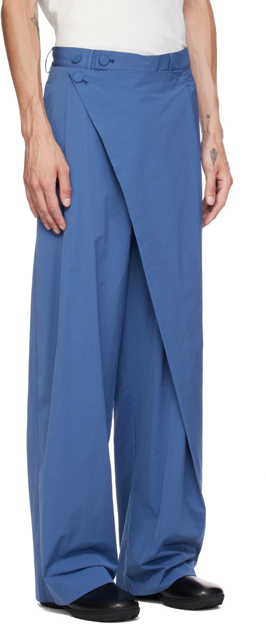 Kiko Kostadinov Blue Kippel Wrap Trousers