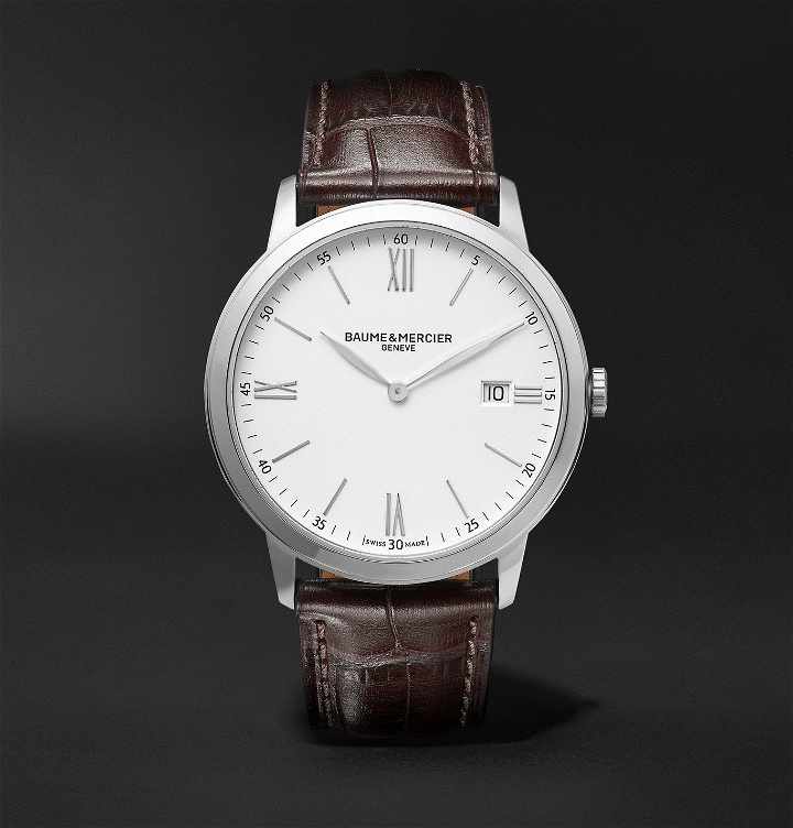 Photo: Baume & Mercier - Classima 40mm Steel and Croc-Effect Leather Watch, Ref. No. M0A10508 - White
