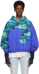 ERL Blue Paneled Hoodie