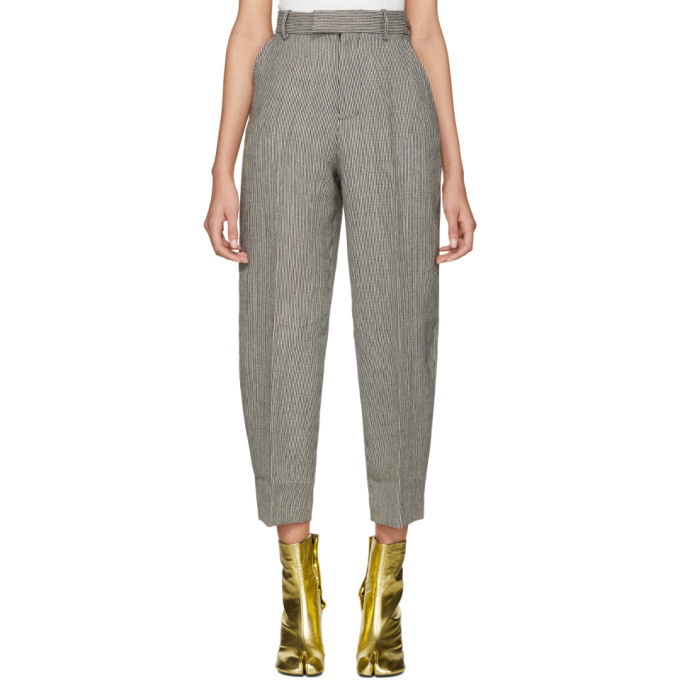 Photo: Eckhaus Latta Black and White Striped Pivot Trousers