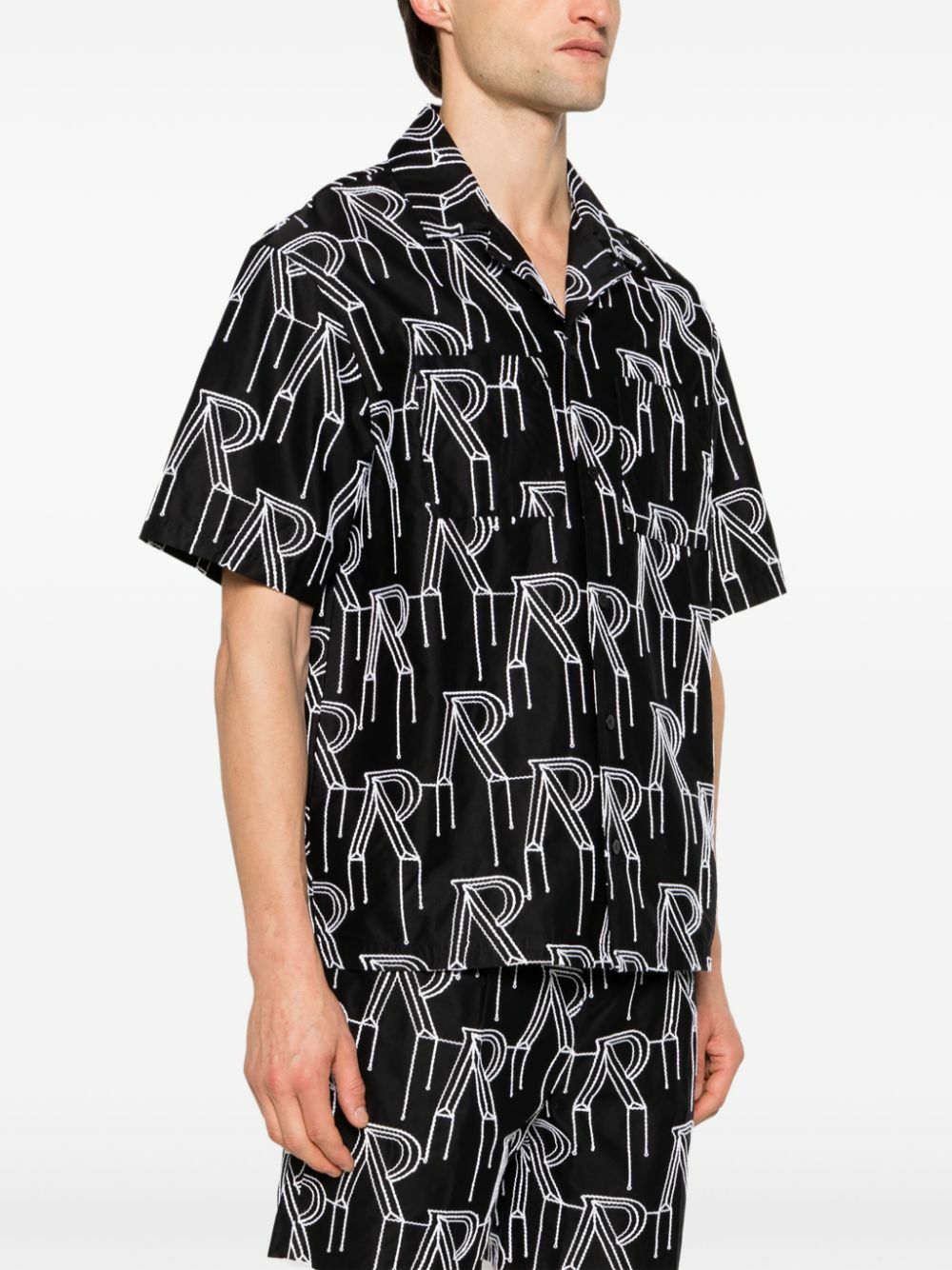 Represent Black Logo-Embroidered Cotton Shirt Represent