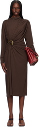 Bottega Veneta Brown Crepe Viscose Midi Dress