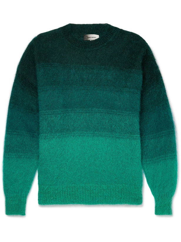 Photo: Isabel Marant - Drussellh Dégradé Striped Mohair-Blend Sweater - Green