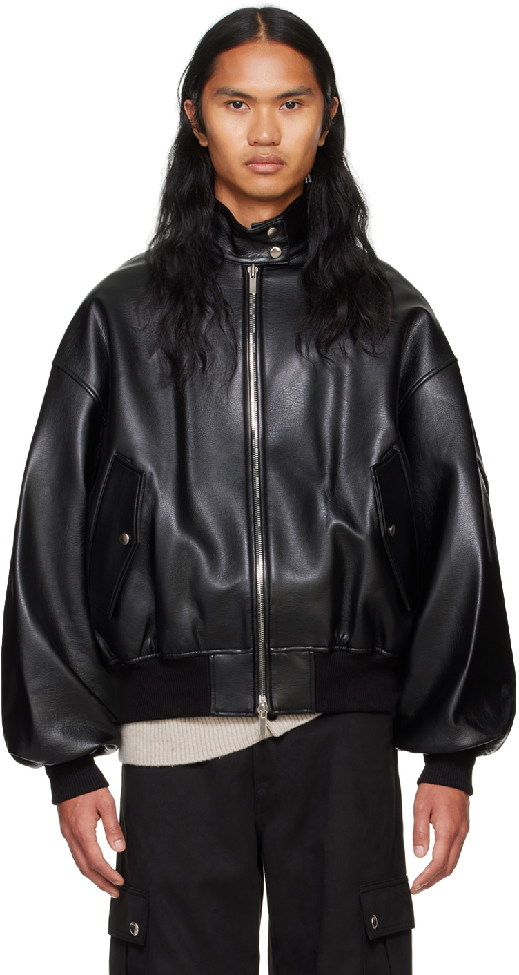 System Black Herrington Faux-Leather Jacket