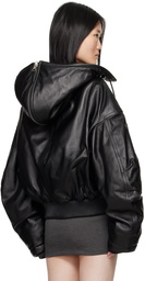 The Attico Black Leather Bomber Jacket