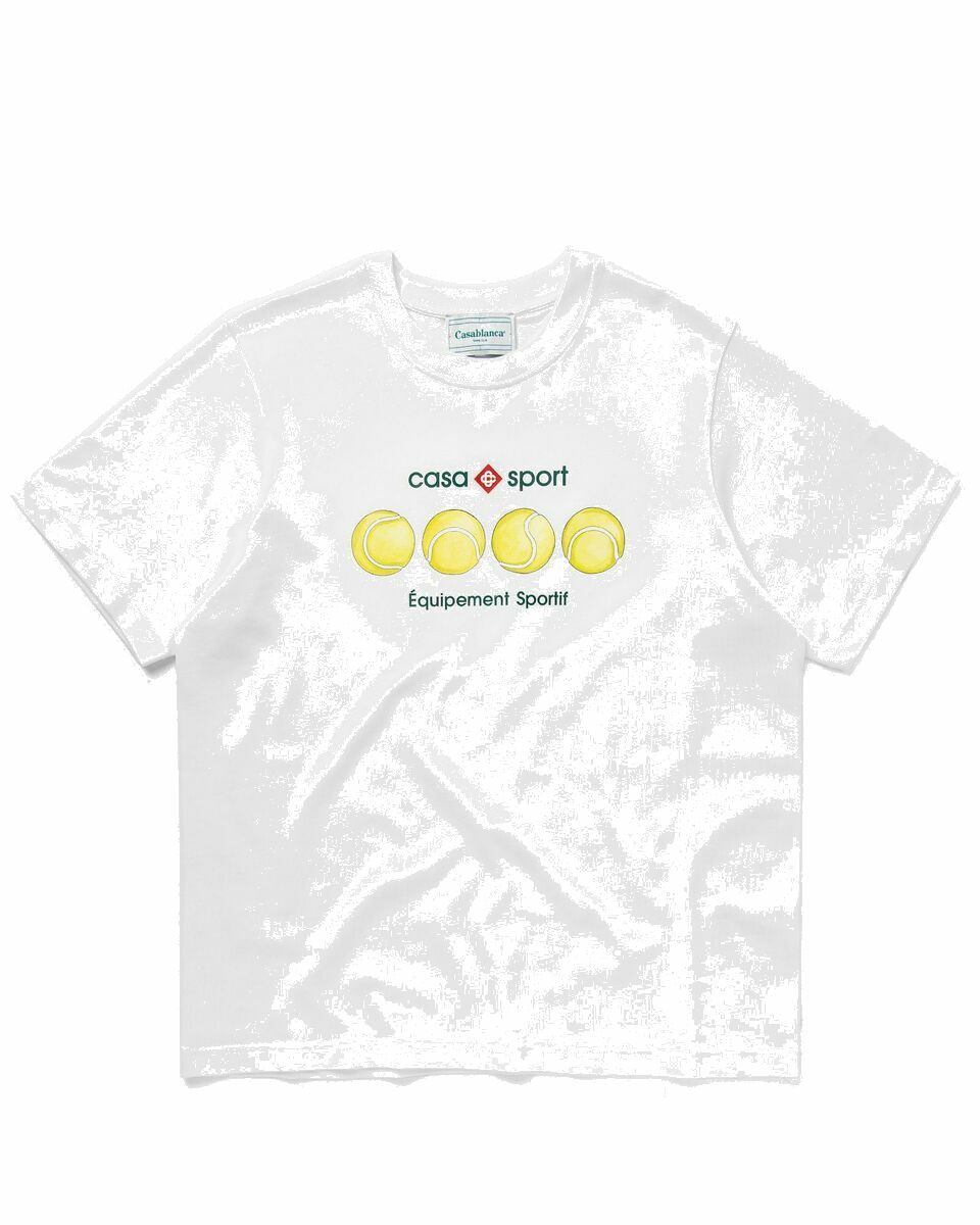 Photo: Casablanca Casa Sport Tennis Balls Printed T Shirt White - Mens - Shortsleeves