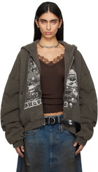 LU'U DAN Gray Wadded Hoodie