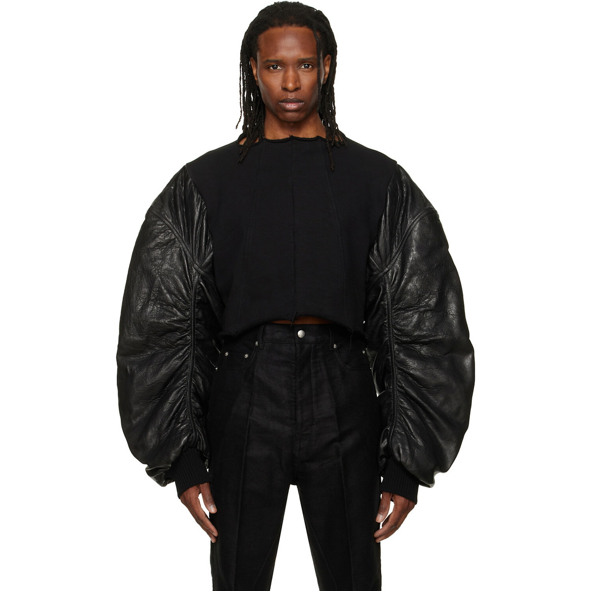 Rick Owens Black Leather Glitter Jacket Rick Owens