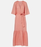 Eres Audacieuse belted linen midi dress