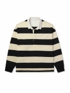 Alexander McQueen - Oversized Logo-Embroidered Striped Cotton-Jersey Polo Shirt - Black