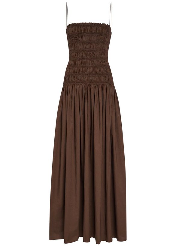 Photo: Matteau Shirred Cotton-poplin Maxi Dress Chocolate