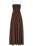 Matteau Shirred Cotton-poplin Maxi Dress Chocolate