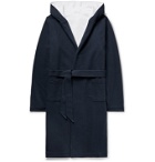 Hamilton and Hare - Waffle-Knit Cotton Hooded Robe - Blue