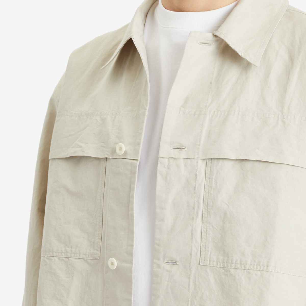 MHL by Margaret Howell Men's Storm Flap Shirt in Pale Stone MHL by