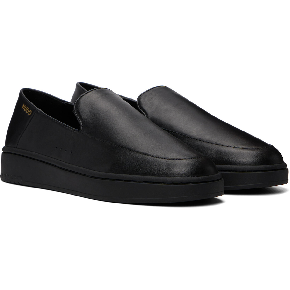 Hugo Black Logo Stamp Loafers
