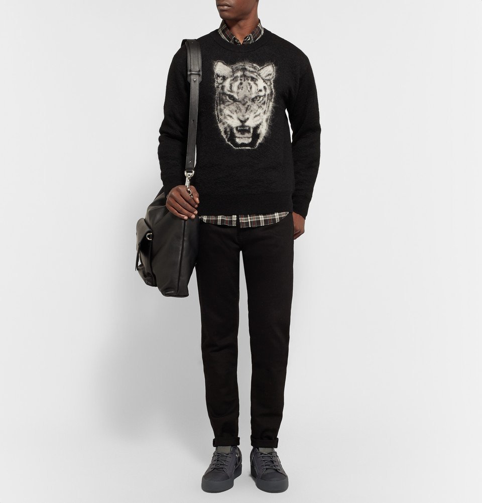 Giuseppe Zanotti - Leather and Mesh Sneakers - Men - Dark gray