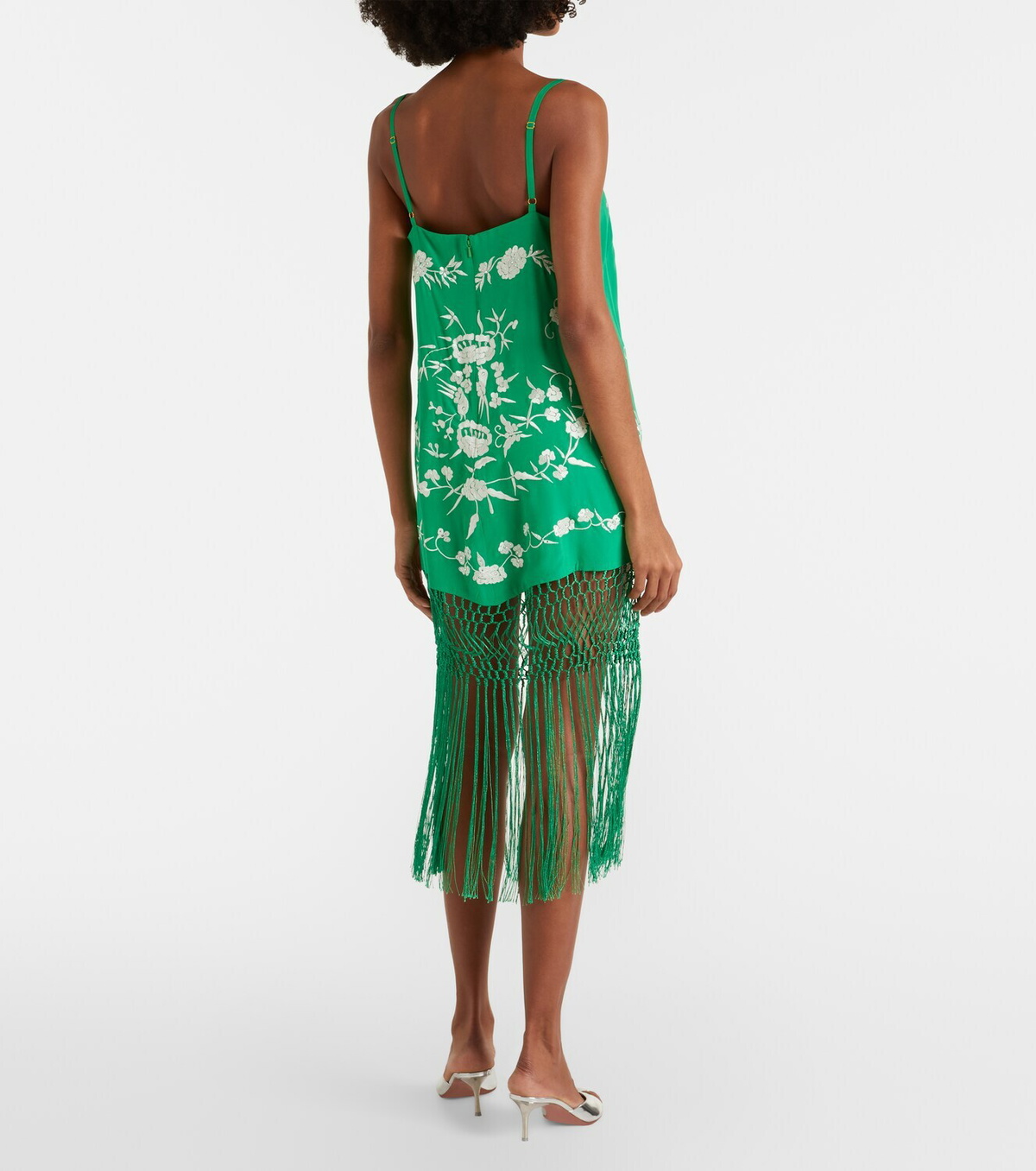 Camilla Embellished embroidered fringed silk minidress