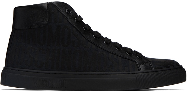 Photo: Moschino Black All-Over Logo Sneakers
