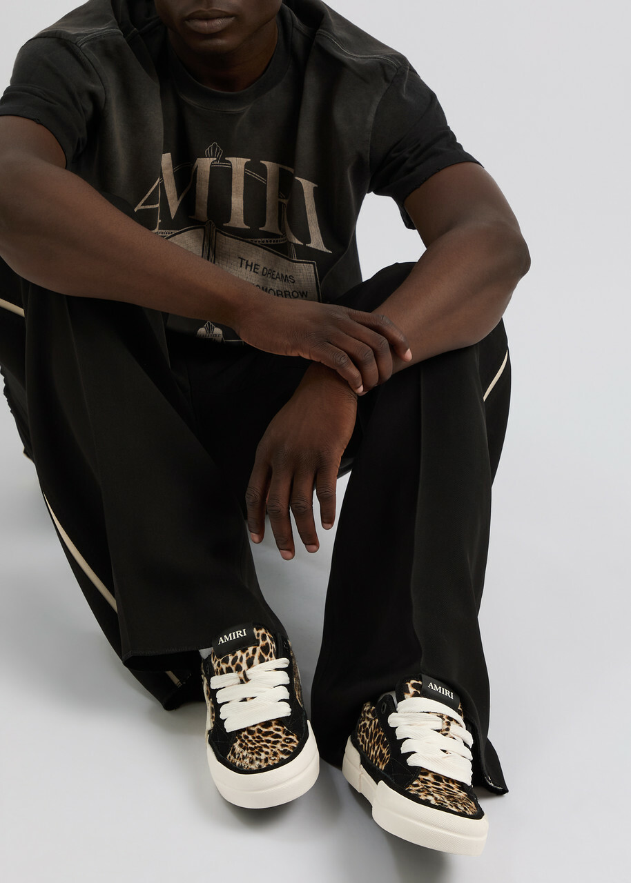 Amiri Sunset Leopard-print Panelled Nubuck Sneakers Black Amiri