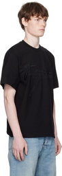 Ferragamo Black Crew Neck Printed Signature T-shirt