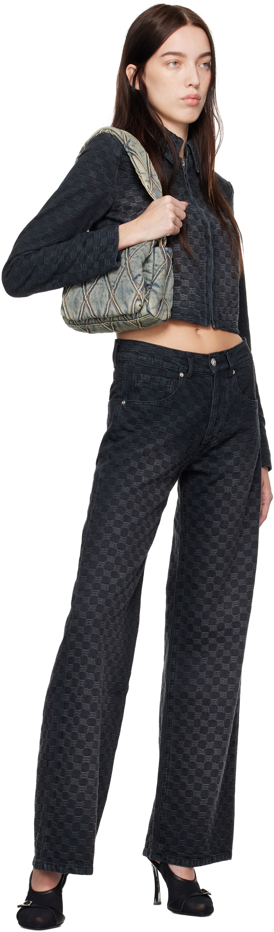 MISBHV Black Jacquard Monogram Jeans